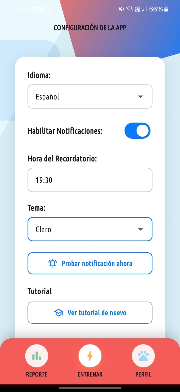 Captura de pantalla del perfil de usuario